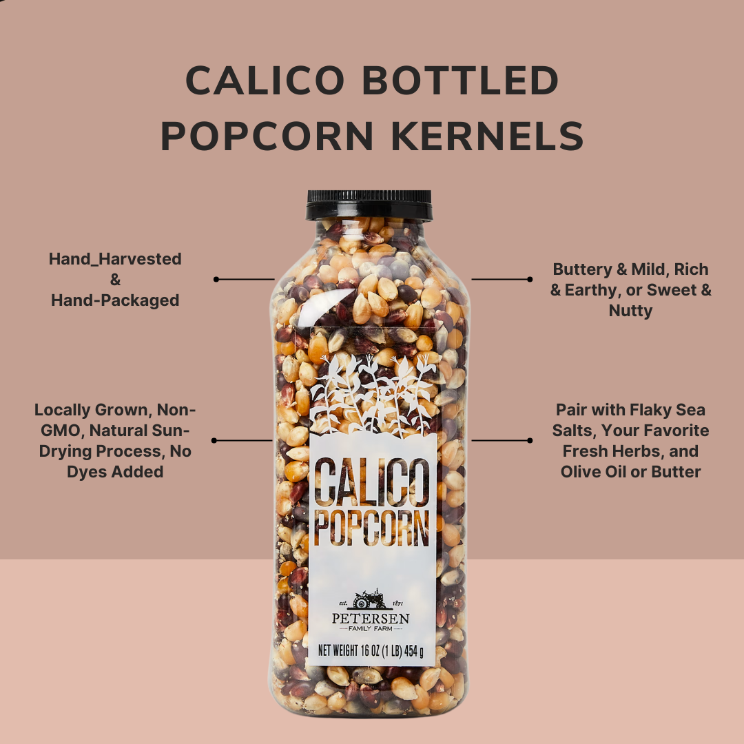 Calico Bottle Popcorn Kernels - Red, Yellow, Blue Kernel Mix