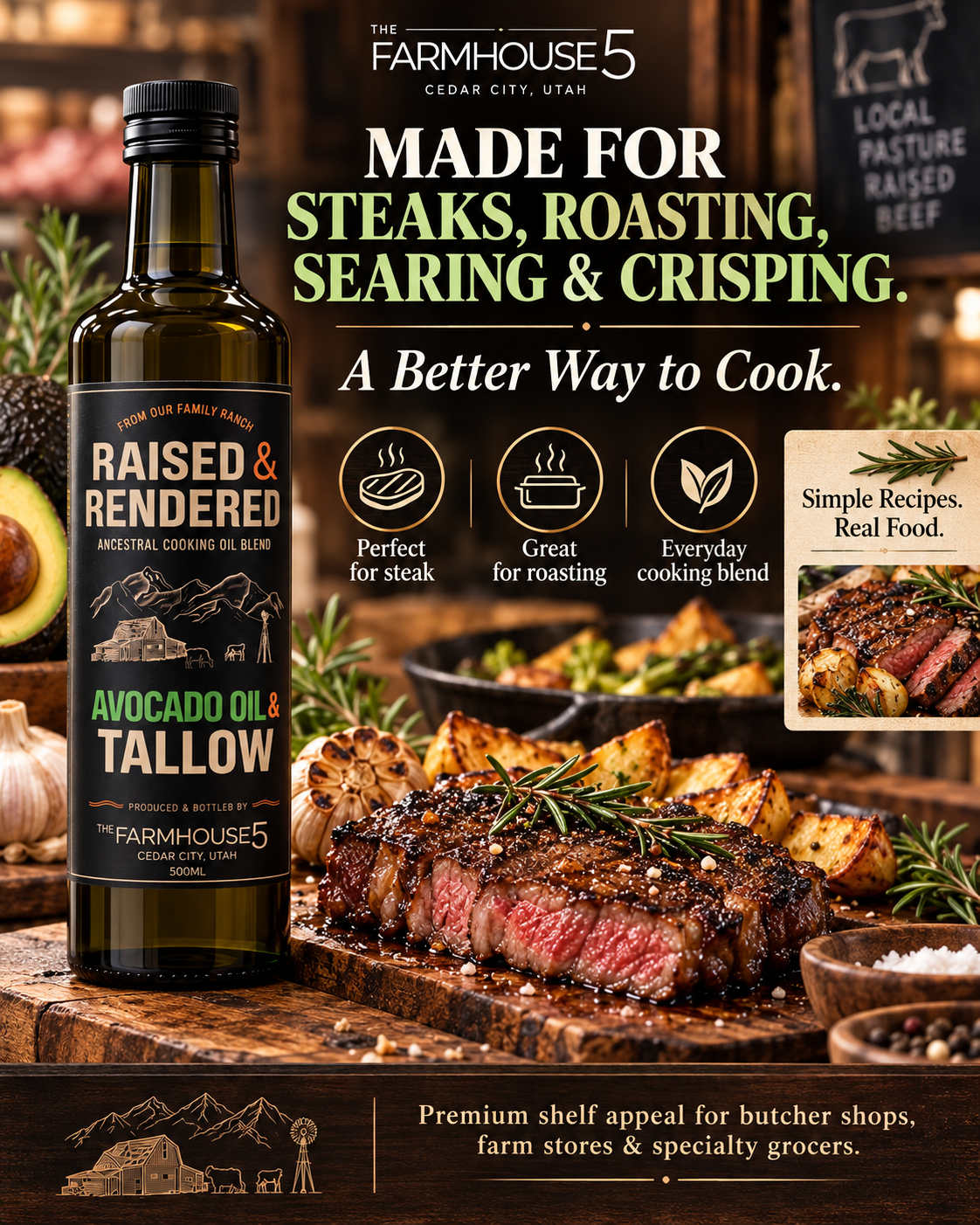 Raised & Rendered - Organic Avocado Oil & Tallow Cooking Blend