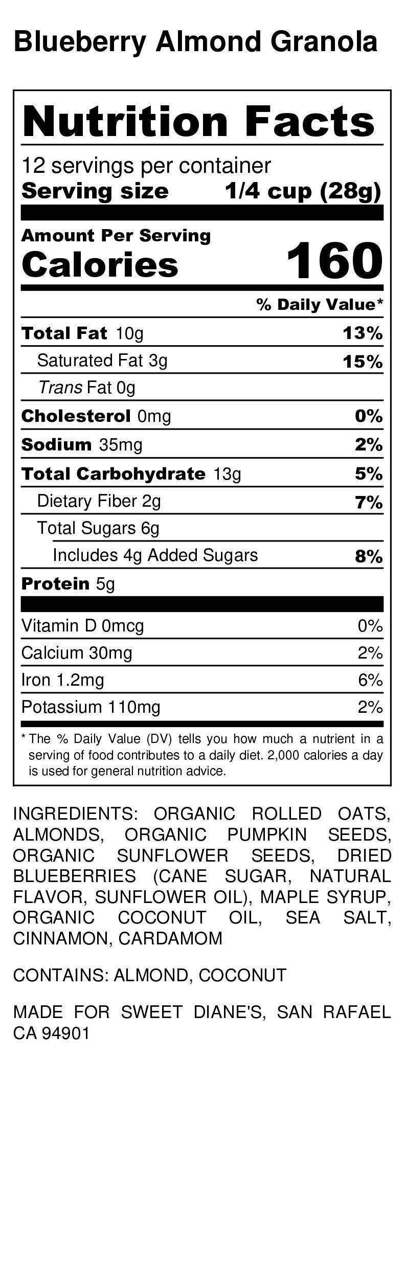 Blueberry Almond All Natural and Organic Granola