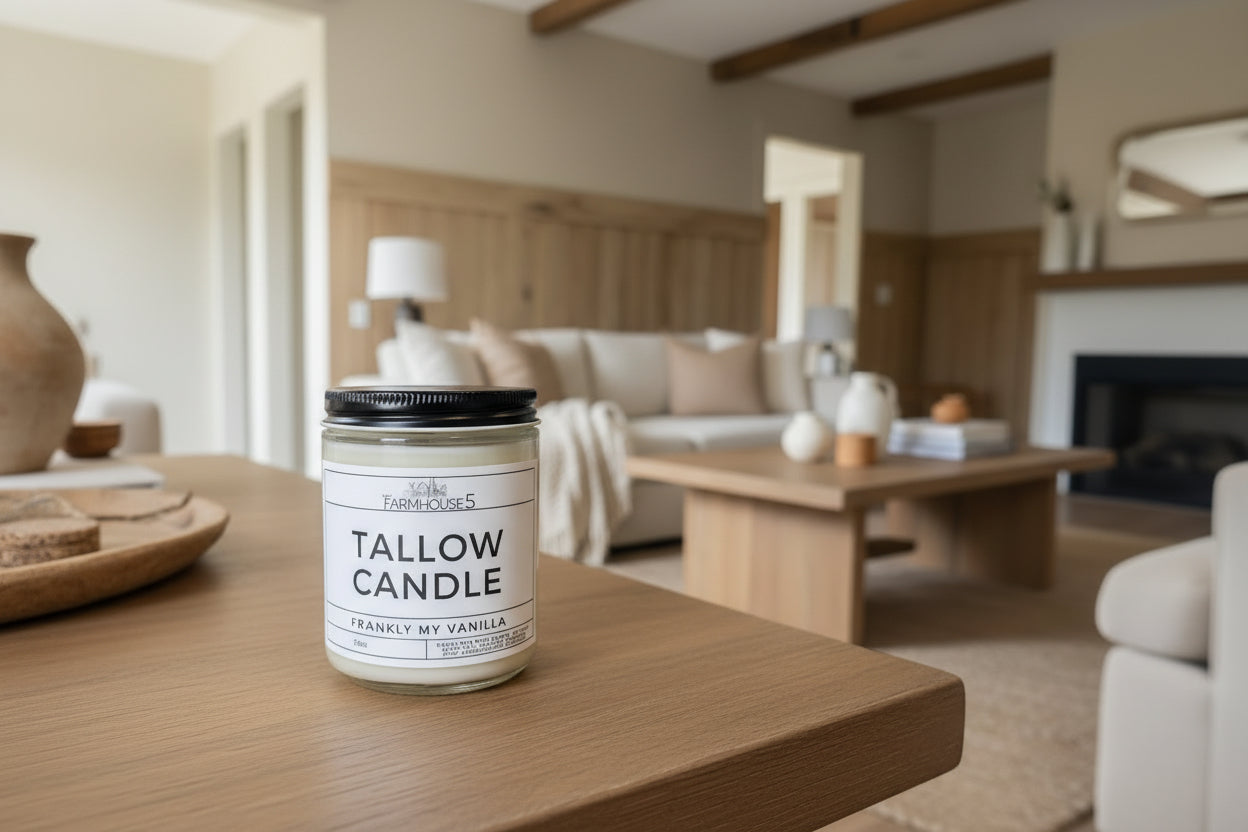 8oz Tallow Candles Black Lid