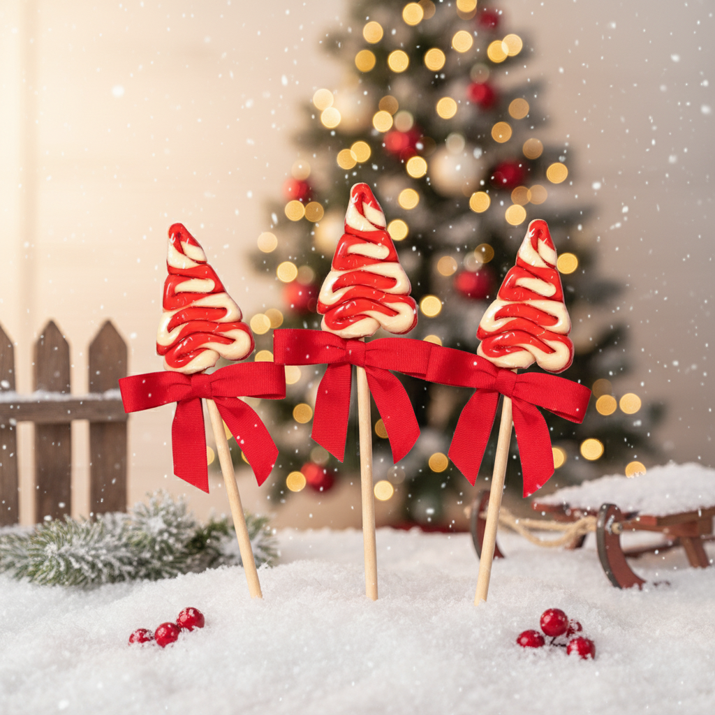 Organic Holiday Tree Lollipops - Peppermint