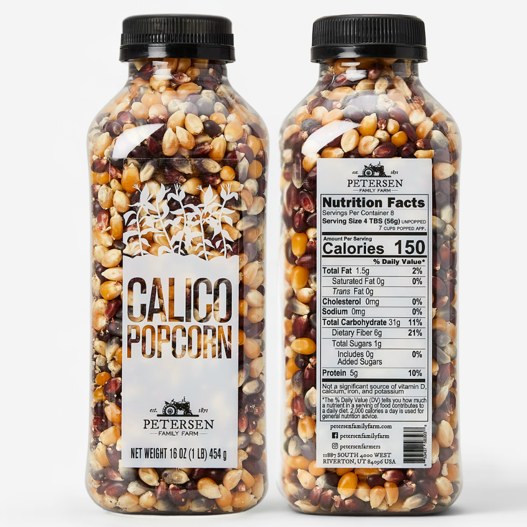 Calico Bottle Popcorn Kernels - Red, Yellow, Blue Kernel Mix