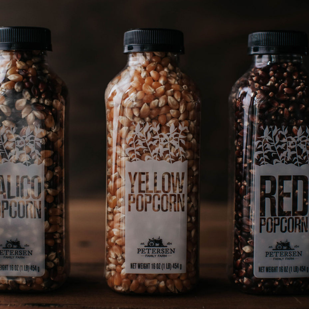 Yellow Bottled Popcorn Kernels.- Non-GMO, Locally Grown