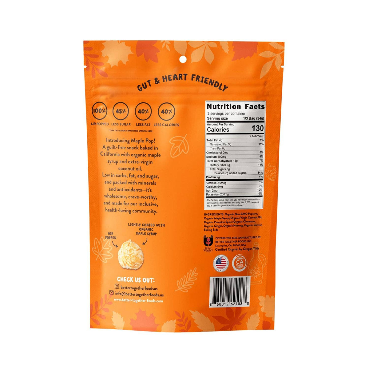 Maple Pop! Organic Maple Caramel Popcorn - Pumpkin Spice