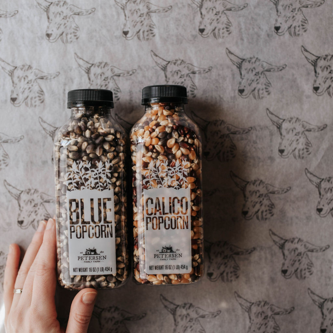 Calico Bottle Popcorn Kernels - Red, Yellow, Blue Kernel Mix