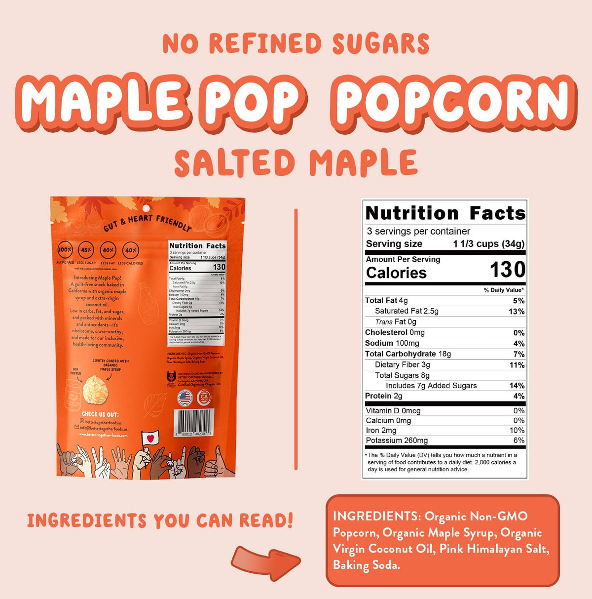 Maple Pop! Organic Maple Caramel Popcorn - Salted Maple